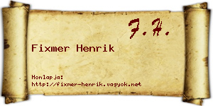 Fixmer Henrik névjegykártya